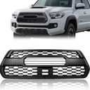 Front Grill Compatible with 2016-2023 Tacoma SR SR5 TRD Sport TRD Off-Road Front Hollow Grille with Letters ABS Plastic Matte Black (Matte Black Tacoma front grill)