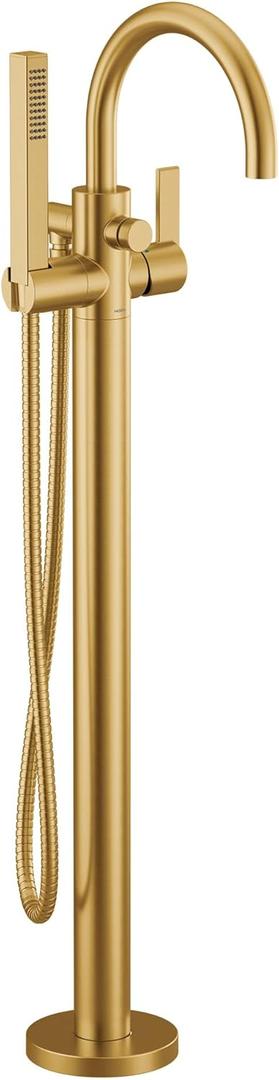 Moen Cia Brushed Gold One Handle Freestanding Floor Mount Tub Filler with Handshower, 615BG