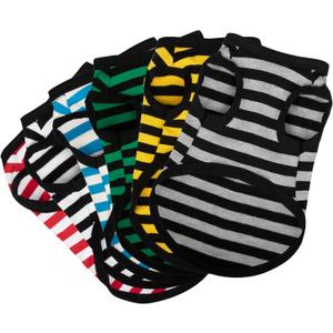 Paiaite 6 Pieces Dog Striped Shirt Cotton Sleeveless Puppy Shirts Breathable Pet Apparel Tank Top Colorful Puppy Sweatshirt Clothes for Small Medium Dogs XXL (2XL-(26~38lb) | Chest(~25.5"))