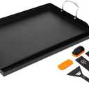 QuliMetal 25" x 16" Cast Iron Grill Griddle Kit, Pre-Seasoned Flat Top Griddle Plate with Scratch-Safe Accessories, Universal Outdoor Griddle for Gas Grill, Charcoal Grill, Camping, BBQ & Tailgating