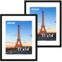 FIXSMITH 11x14 Picture Frame 2 Pack, Photo Frame with HD Plexiglass, Display Pictures 8x10 with Mat or 11x14 Without Mat, Black Picture Frames Collage Wall Decor, Gallary Wall Frame (11"14")