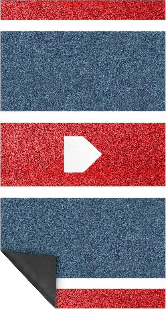 Heavy-Duty Baseball Batting Hitting Mat 12' x 6' Baseball Softball Turf Training Mat Regulation Size with Home Plate Non-Slip Bottom Thickening Design Suitable for Indoor and Outdoor Use (Red and Blue)