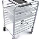 New Star Foodservice 36510 Commercial-Grade Aluminum 10-Tier Sheet Pan/Bun Pan Rack, 26" L x 20" W x 38" H with Brake Wheels Silver