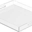 Acrylic Tray 20x16 with Cut Handles - Spill Proof Decorative Tray is an Ideal Countertop Organizer for Living Rooms, Ottoman Coffee Tables, Offices, Kitchens & Serving Guests