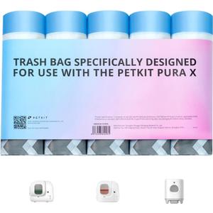 PETKIT PuraX PuraMax Replaced Waste Bags-5 Rolls, Portable Cat Litter Waste Receptacles Bags for Self-Cleaning Cat Litter Box