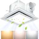 Gopper Bathroom Exhaust Fan with Light 12in Panel,3000K/4500K/6000K 12W Square LED,141CFM,1Sones,110V 45W Quiet Bathroom Ventilation Exhaust Fan for Shower/Restroom/Office/Home (12INCH CHANGE LIGHT)