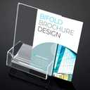 Crtiin 6 Pcs Acrylic Slanted Sign Holder with Business Card Holders Clear Display Stand Flyer Stand with Gift Card Holder for Office Table Advertisement Brochure (4 x 6 Inch,Side Insert)