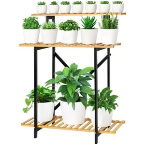 Bamboo Plant Stand Shelf Indoor Outdoor,3 Tier Wood Plant Stands ,Three Tier Tall Flower Pot Stand Holder Rack, Ladder Shelves for Multiple Plants in Balcony Patio Living Room Office,Rectangular