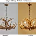 Antler Chandelier 6 Light, Rustic Style Antler Light Fixtures, E12 Base Deer Antler Chandelier Lighting for Home Store Bar (6 lamp arms + 3arm)