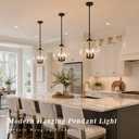 12" Globe Pendant Lights Kitchen Island Glass Globe Pendant Light Fixture Bedroom Mid Century Modern Pendant Lighting Black Pendant Light for Kitchen Island Dinning Room (Bulb Incl.), 1-Pack