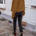 ZESICA Womens Long Sleeve Crop Trench Coat Lapel Double Breasted Loose Casual Jacket with Pockets (Brown, L)