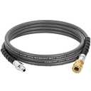 YAMATIC Pressure Washer Whip Hose 10ft, Hose Reel Connector Hose 3/ 8" for Power Washing with Swivel Quick Connect Jumper Hose Steel Wire Braided Rubber Jacket, 1/ 4 Inch