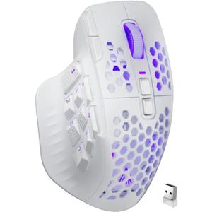 SOLAKAKA SM809 Pro Gaming Mouse with 9 Side Buttons,24000 DPI RGB Mouse for Gamer,16 Programmable Macros MMO Mouse,White