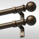 2 Pack Bronze Curtain Rod 36-60 Inch, 1 Inch Adjustable Heavy Duty Curtain Rods for Windows, Decorative Modern Window Treatment Rods, Splicing Metal Drapery Pole, Easy Installation