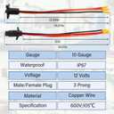 12-24V 10 Gauge 3 Wire Plug for a Trolling Motor, Compatible with Minn Kota Marine Boat kayak Waterproof Trolling Motor Plug and Receptacle Set, Trolling Motor Socket Quick Connect, 3 Prong