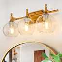Bathroom Vanity Light 20" Dimmable (10%-100%) & Adjustable Warm/White Light Waterproof 3-Light Bathroom Light Fixtures Brushed Brass Vanity Lights Over Mirror for Bath, Laundry Room