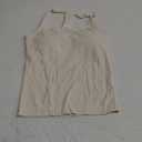 Womens Sports Bra Seamless Long Crop Tank Racer Back Spaghetti Strap Workout Yoga Bra Padded Halter Neck Casual Tops Small, Beige 