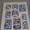 Dandat 8 Pcs Mini Chinoiserie Bud Vases Ceramic Blue and White Floral Chinese Porcelain Vase Set for Shelf Table Centerpieces Home Decor(Vintage)
