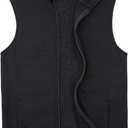 Bonnroth Mens Full Zip Sweater Fleece Vest, Sherpa Lined Stand Collar Vests with Pocket (X-Large, Black)