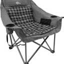 Bolosy Oversized Camping Chairs for Adults Heavy Duty Padded Portable Lawn Chairs Outdoor Folding Chairs XL Camp Chairs with Cup Holder Suproot 500 lbs, Gray Plaid, Single Pack