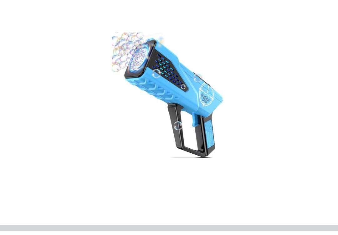 Bubble Gun - Bubble Machine for Kids - Toys Gifts for Boys Ages 3+ Year Old - Bubbles Blaster with 8-Hole Wands & LED Light, Include Bubble Solution - Outdoor/Birthday/Party Use