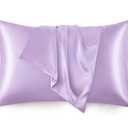 Love's cabin Satin Pillowcase Set of 2 Standard Size 20x26, Cooling Pillow Covers for Hair and Skin, Silky Smooth with Envelope Closure, Similar to Silk, Light Purple