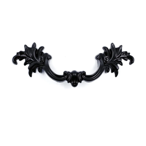 Jetland French Provincial Drawer Pulls - 4-Pack, Flat Black, 4" Hole Centers, Vintage Shabby Chic Pulls for Dresser Nightstand Cabinet, PW16180102
