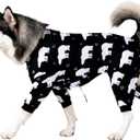 LovinPet Pitbull Clothes for Dogs Stretch Cotton Pet Shirts with Animal Print, Full Coverage Dog Clothing Perfect to Prevent Licking Wounds After Surgery for Dogs, Black XL
