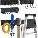 Garage Tool Organizer Wall Mount, Easy to 64inch Install Heavy-Duty Garage Storage System with 11 Adjustable Hooks, Garden Tool Rack for Shovels, Rakes, Yard Tools