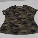 Women's Camo Print Round Neck T Shirts Casual Short Sleeve Slim Tee Shirts (Large, Army Green)