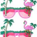 BESTOYARD 2 Pcs Flamingo Sunglasses, Coconut Tree Eyeglasses, Hawaiian Eyewear Props, Summer Photo Booth Accessories for Luau Party, Dancing, Beach Events