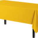 Exquisite 12-Pack Premium Plastic Tablecloth 54in. x 108in. Rectangle Table Cover - Yellow
