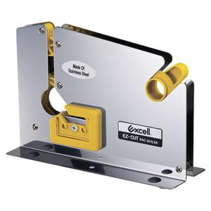 Excell Stainless Steel Tape Bag Sealer ET-606STK EZ-Cut, Tape Sealer with Trimmer and Stabilizer, 0.5" Wide Bag Taper with 3" Core