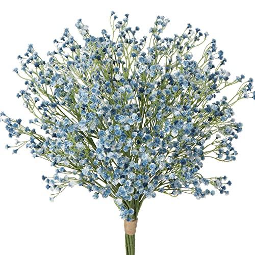 14 Pcs Baby's Breath Artificial Flowers Bulk 3 Branches Faux Baby Breath Plastic Flowers Fake Gypsophila Flower Arrangement for Crafts Fake Flowers Bouquet for Wedding Home Decor Blue Baby Breath