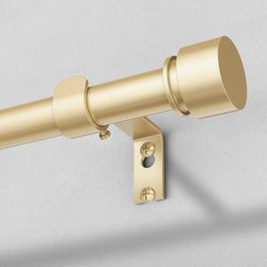 Modern Gold Curtain Rods for Windows 48 to 84 Inch, 1" Diameter Adjustable Heavy Duty Window Curtain Pole with Matte Gold End Cap Finials, Decorative Drapery Rods for Living Room, Bedroom (36''-88'' (1 Pack))