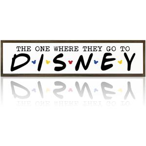 Cute Decor Signs, Rustic Farmhouse Wood Wall Decoration for Home Bedroom Living Room, Wooden Tabletop Decor Sign, Disney Decor Signs, The One Where They Go To Disney Sign (color)