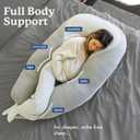 Plufl Hugl Cooling Body Pillow for Adults Made with CloudSupport Fill | U Shaped Maternity Pillows Great for Side Sleepers & Pregnant Women | Washable Cover | Grey