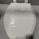 Durable Elongated Toilet Seat with Slow Soft Close - Easy to Install and Clean, Never Loosens - White, Fits Most Elongated Toilets