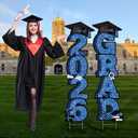 38 Inch Extra Large 2026 Graduation Yard Sign Blue and Black Graduation Decorations Class of 2026 Waterproof Congrats Grad Garden Lawn Decor with Stakes for College School Grad Ceremony Party