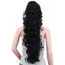 S_SSOY 31"(78cm) Women's Curly Pony Tail Hair Piece Synthetic Claw Clip Ponytail Wavy Long Curled in Hair Extension Extensions Long/Voluminous Wig Hairpieces for Women Girls Lady, 1B#