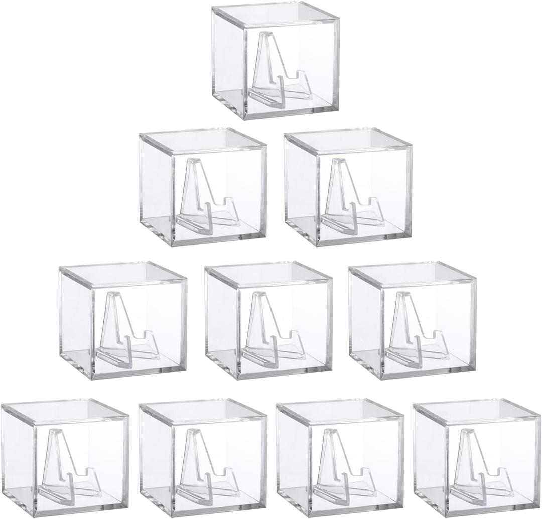 Championship Ring Display Case, Clear Tournament Championship Ring Holder Box, Acrylic Display Easel Box and Stand Holder for Baseball Softball Championship Rings Cheer Leading Rings, 10Pcs
