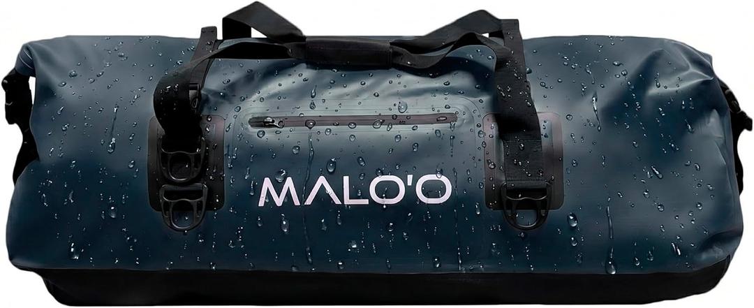 Maloo Waterproof Dry Duffel, Heavy-Duty Roll Top Waterproof Gear Bag with Shoulder Strap & Molle Loops, Marine Duffel for Kayaking, Boating, Camping, Beach & Travel, Black, 100L
