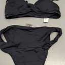 Beautikini Period Swimwear Twist V Neck Bikini Sets Two Piece Menstrual Leakproof Swimsuits Bathing Suit for Teen Girls (Black, S)