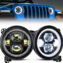 SUPAREE Round 9 inch LED Headlights with DRL and Hi/Lo Beam, 1000% Brighter Fit for 2018-2025 Jeep Wrangler JL Gladiator JT