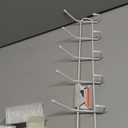 Spectrum Over the Door Organizer with Hooks for Hanging Coats Jackets Bags Totes & Towels, Easy Install Sturdy Steel Over Door Hook Rack Hanger for Bedroom Laundry Room Clost Storage, White