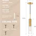 Jonsi Glass Cylinder Pendant Light, Brushed Gold Island Lights for Kitchen,1-Light Mini Pendant Light Fixtures with Clear Glass Shade, Modern Hanging Lights for Stairway, Hallway, Entryway