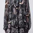 Lulus Women's Casey Mock Neck Mini Shift Dress, by Lulus | Small, Black Floral