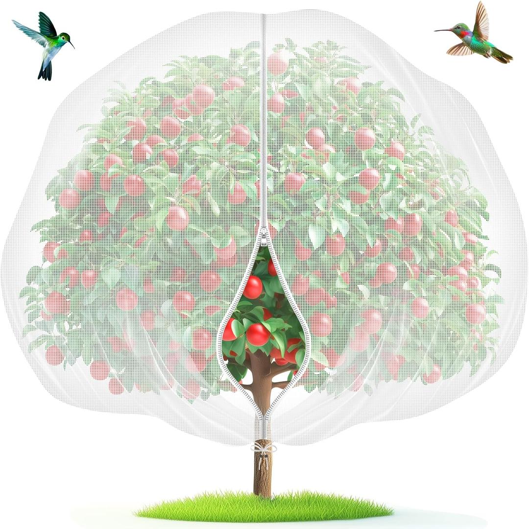 Fruit Tree Netting with Zipper & Drawstring - 4'x6' Garden Plant Net Pest Barrier 0.16 oz/ft to Prevent Cicadas Bird Squirrel Deer - Bug Protection for Blueberry Tomato with Fine Mesh Insect Cover (Tree Bag-4'x6')