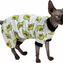 Sphynx Cat Four Leg Cotton Pajamas Elastic Pet Clothes for Hairless Cats Surgery Recovery Suit Undershirt Clothes for Sphynx, Devon, Cornish (Crocodile, M) (M (5.5-6.6 lbs))