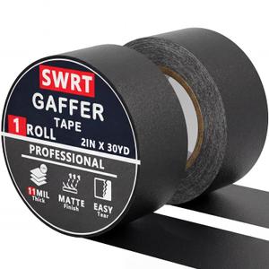 SWRT Gaffers Tape 2 Inch x 30 Yards, 2 Pack (60 Yards Total), 11 Mil Gaffer Tape Black, Matte Stage Tape with Strong Adhesion, Residue-Free Removal, Non Reflective for Photography, Film, Floor Marking